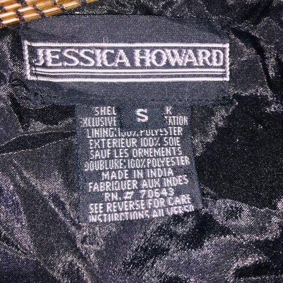 Vintage 90s Womens S Jacket Black Gold Open Front Beaded Silk Heavy - Picture 8 of 9